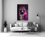 Animal Vogue glass wall art styled above a sideboard in a media room