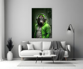 Animal Vogue glass wall art styled above a sideboard in a media room