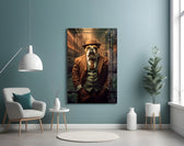 Bulldog in a Suit panel adding editorial drama to a hallway