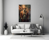 Bulldog in a Suit glass wall art styled above a desk in a study