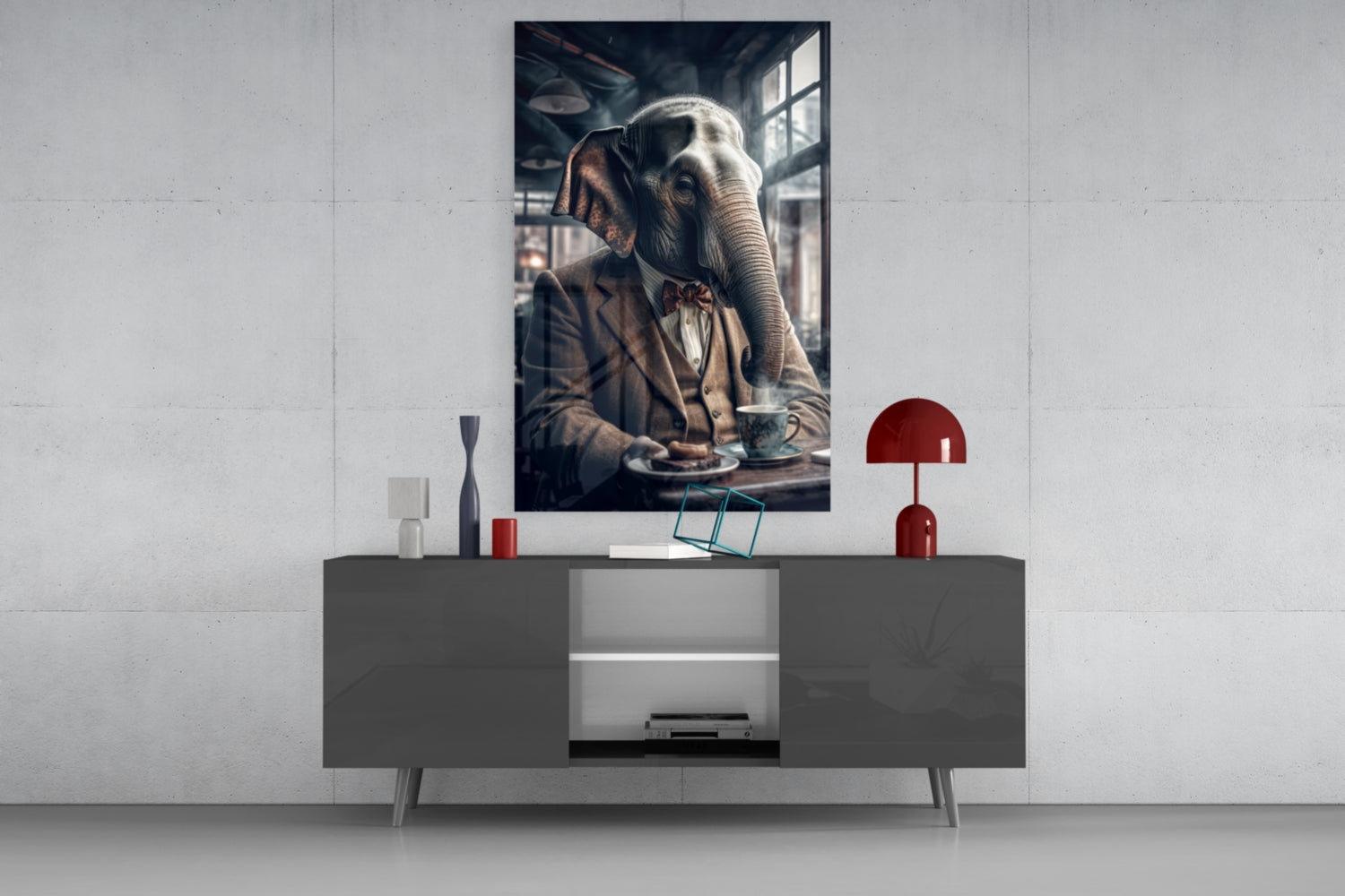 Retired Elephant Glass Wall Art|| Designer's Collection.