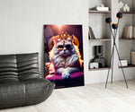 The Queen glass print enhancing a den with regal firepower
