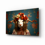 Folk-portrait panel bringing whimsical glow to a kitchen nook