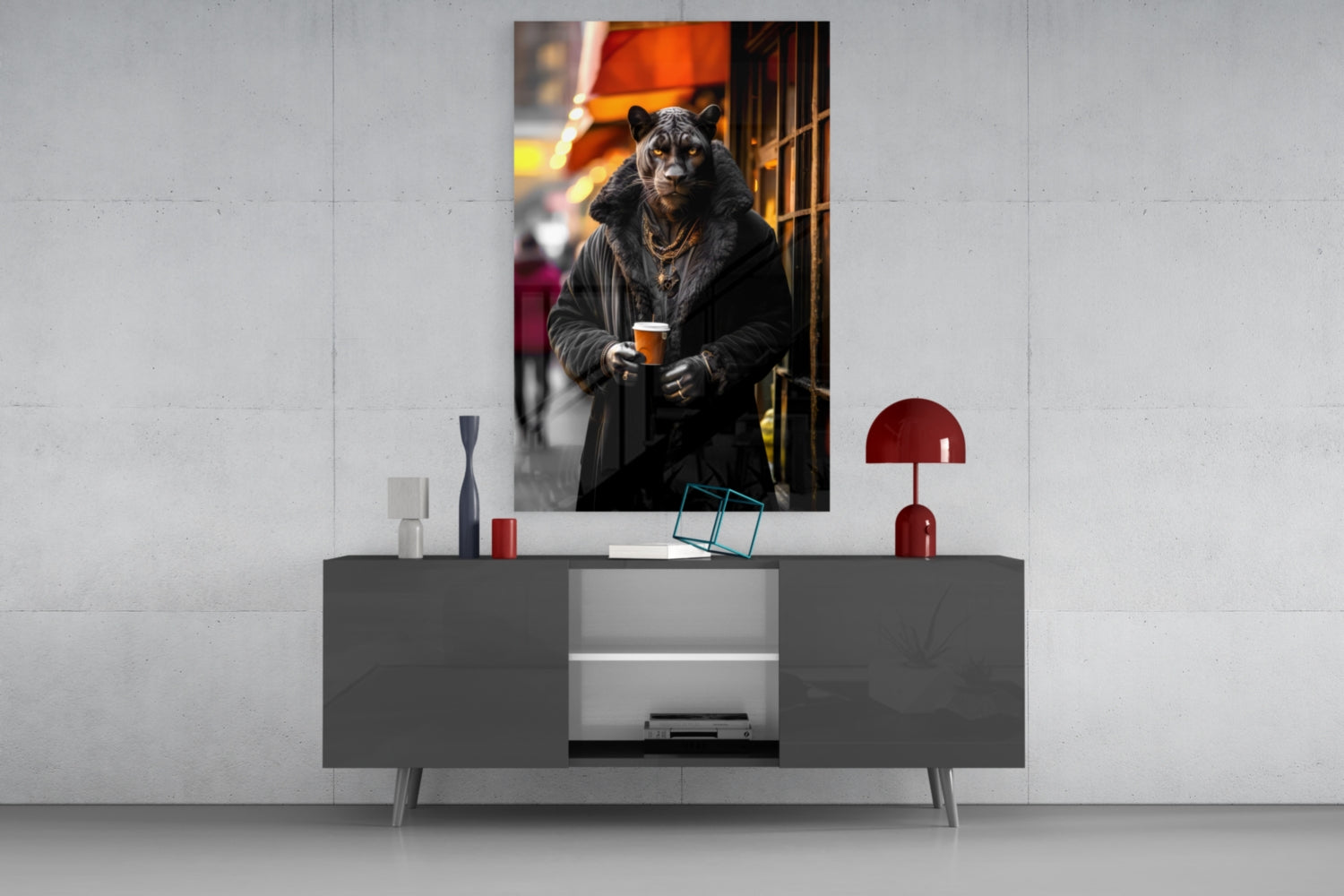 Java the Leopard Glass Wall Art || Designer's Collection.