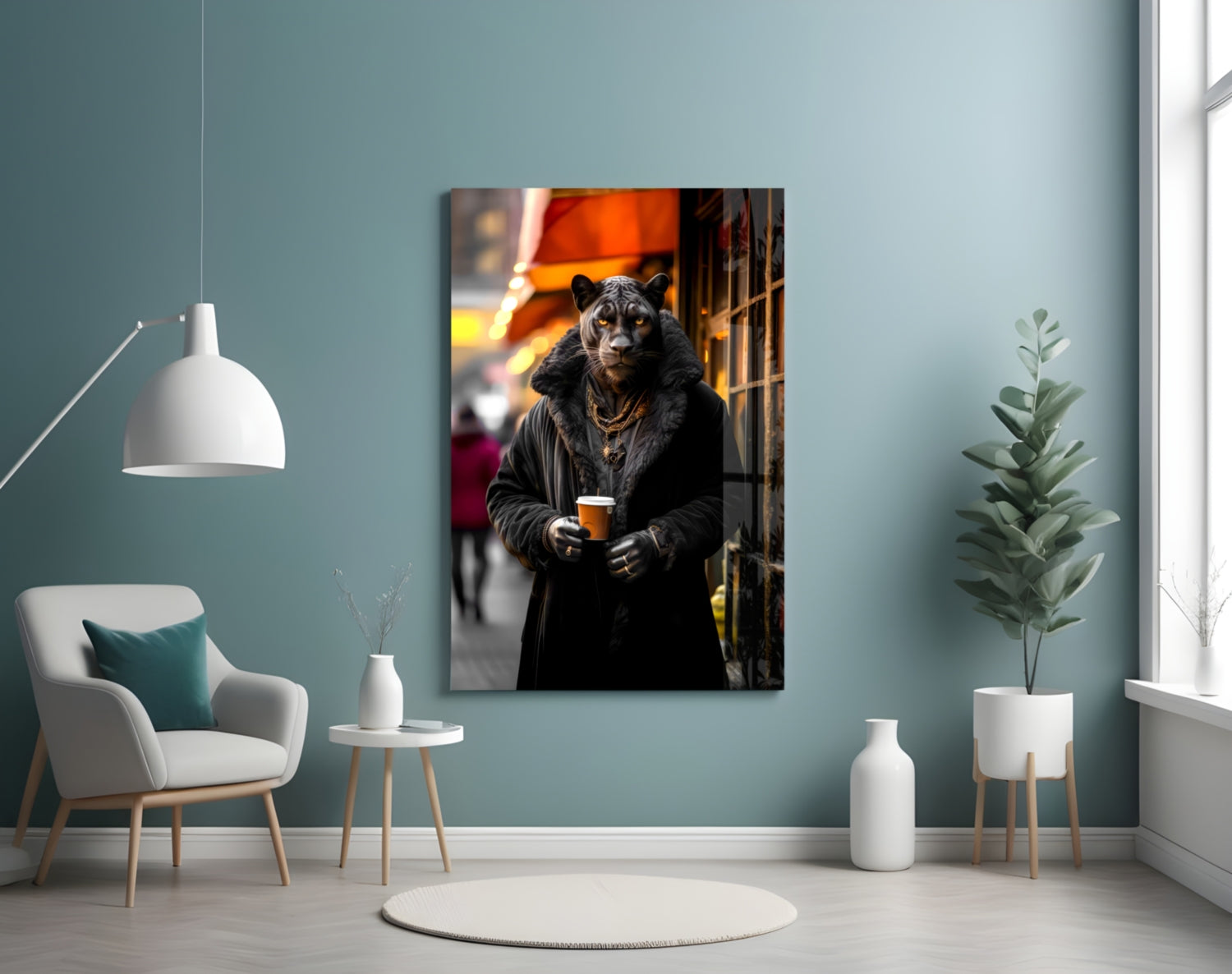 Java the Leopard Glass Wall Art || Designer's Collection.