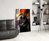 Java the Leopard glass print enhancing a den with quirky firepower
