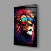 Charismatic close-up showing magenta-cobalt mane and mirrored aviators