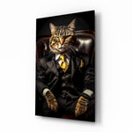 Mafioso-portrait panel bringing dapper glow to a library