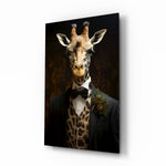 Vintage-portrait panel bringing dapper glow to a library