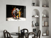 Bull glass print enhancing a den with statement firepower