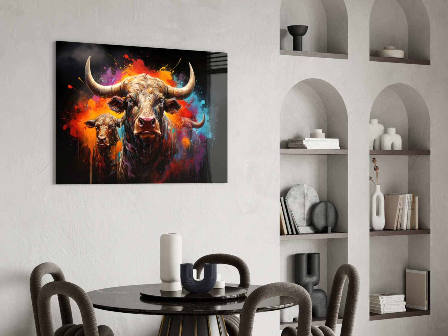 Bull Glass Wall Art|| Designer's Collection.