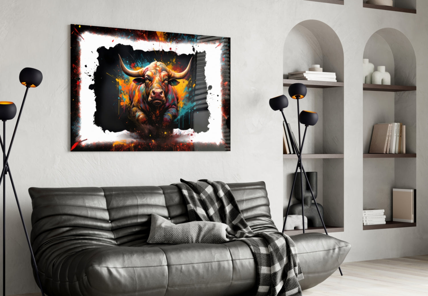 Bull Glass Wall Art|| Designer's Collection.