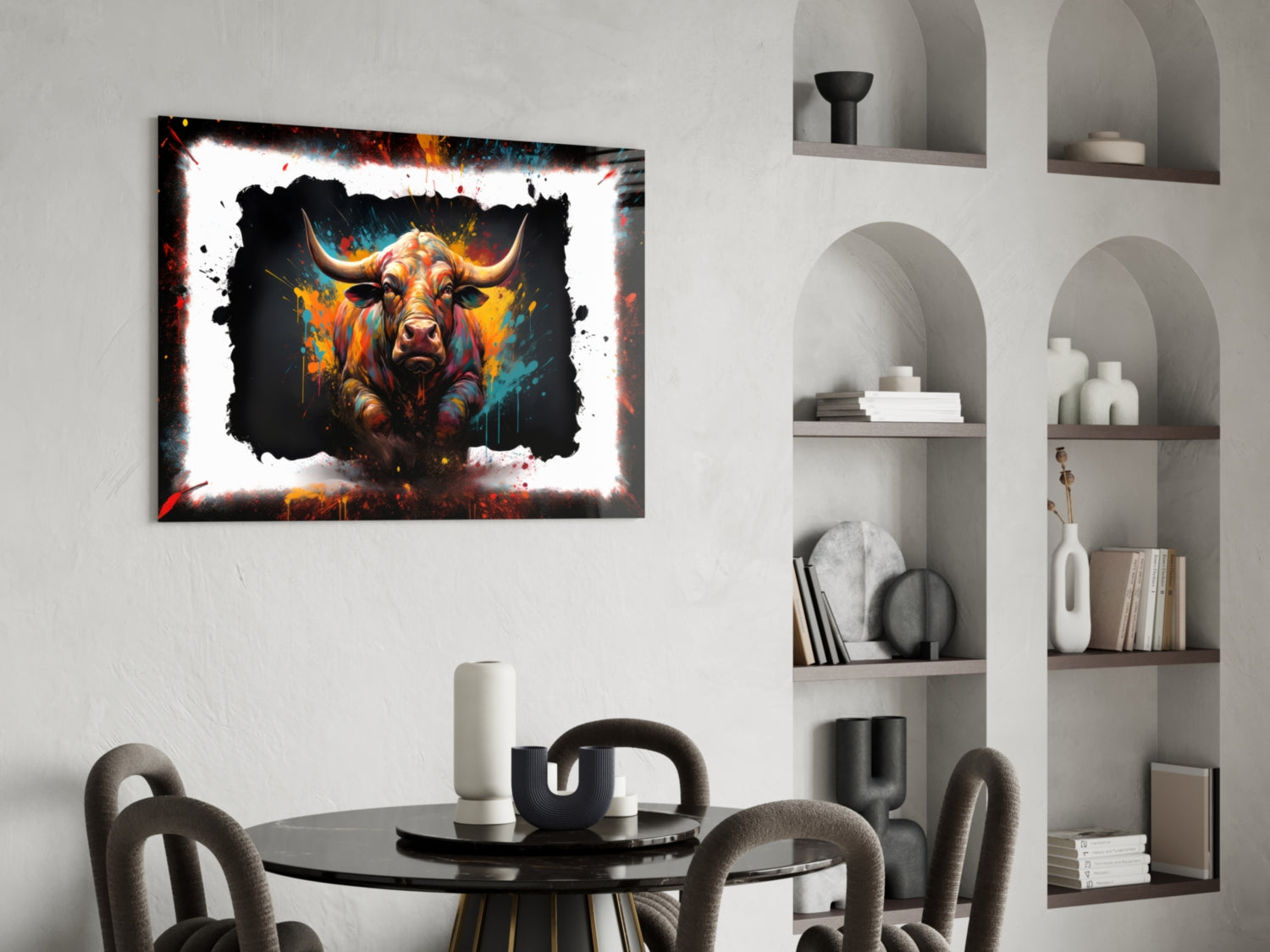 Bull Glass Wall Art|| Designer's Collection.