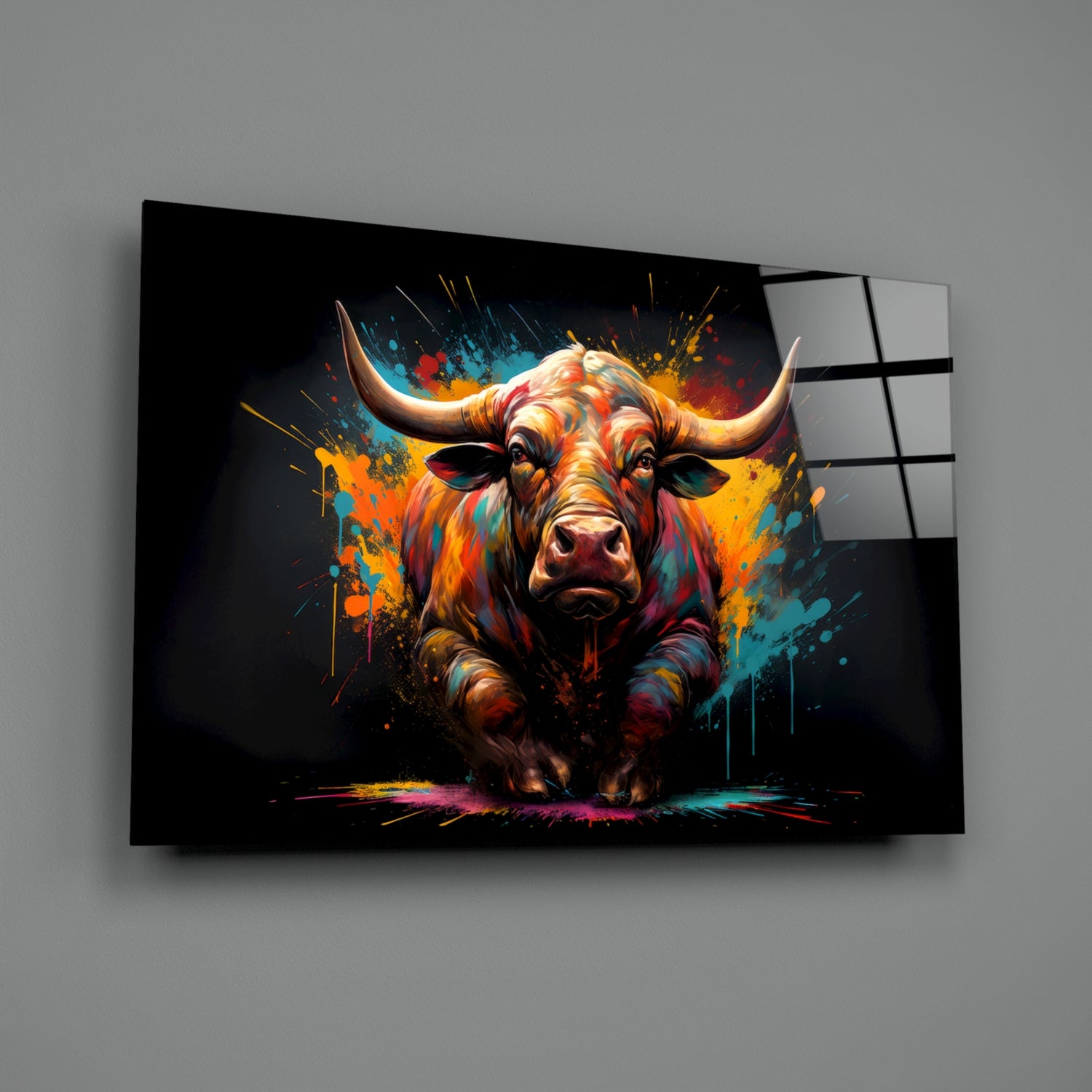 Bull Glass Wall Art|| Designer's Collection.