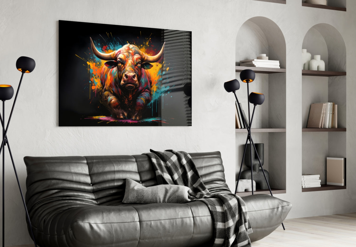 Bull Glass Wall Art|| Designer's Collection.