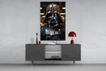 Darth Vader panel catching lamp light to reveal its cinematic glow