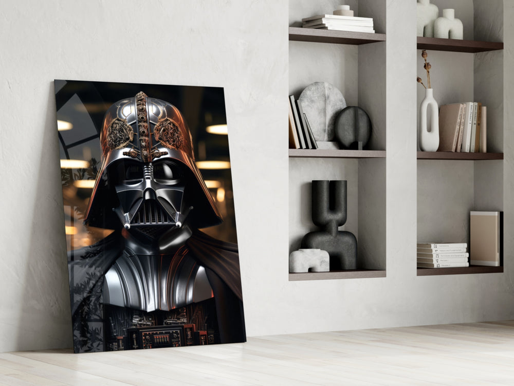 Darth Vader glass print enhancing a den with sci-fi firepower