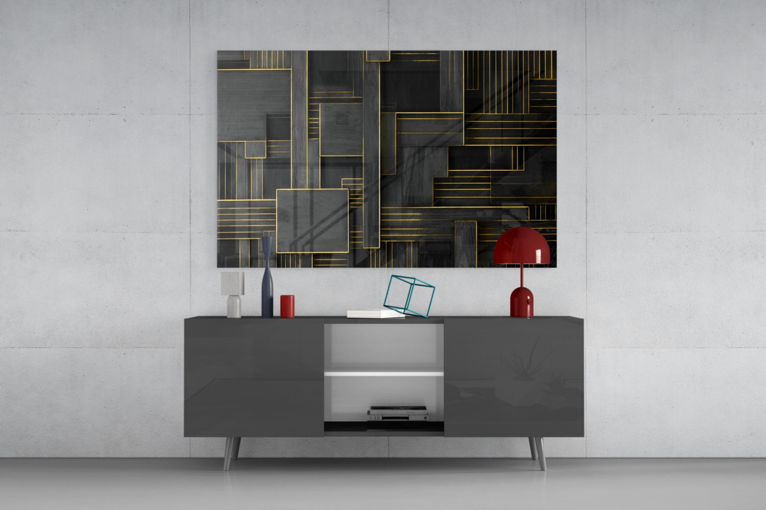 Rectangles Glass Wall Art|| Designer's Collection.