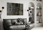 Rectangles panel adding editorial flair to a hallway