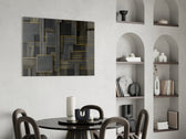 Rectangles glass print enhancing a den with architectural firepower