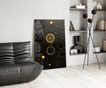 Ancient Sky glass print enhancing a den with statement firepower