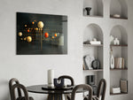 Planets glass print enhancing a den with statement firepower