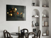 Planets glass print enhancing a den with statement firepower