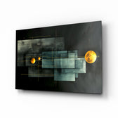 Art-deco-watercolor panel bringing cosmic glow to a study
