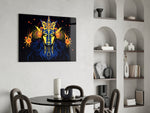 Astrologer glass print enhancing a den with statement firepower