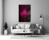 Flower of Luck glass wall art styled above a console in a yoga studio