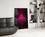 Flower of Luck glass print enhancing a powder room with statement firepower