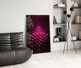 Flower of Luck glass print enhancing a powder room with statement firepower