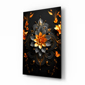 Baroque-mandala panel bringing ornate glow to a foyer