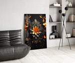 Flower of Luck glass print enhancing a den with statement firepower