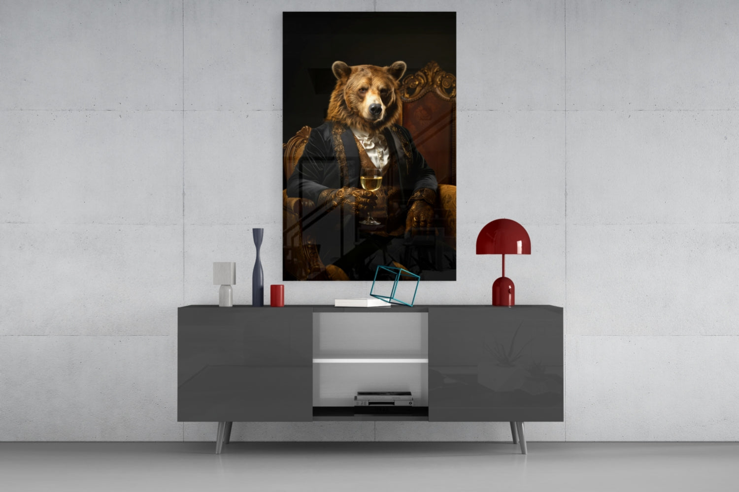 Gentleman - Bear Glass Wall Art|| Designer's Collection.