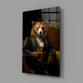 Gentleman Bear close-up showing velvet jacket and cognac goblet