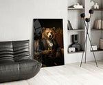 Gentleman Bear glass print enhancing a den with quirky firepower