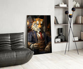 Duke Lion glass print enhancing a den with quirky firepower