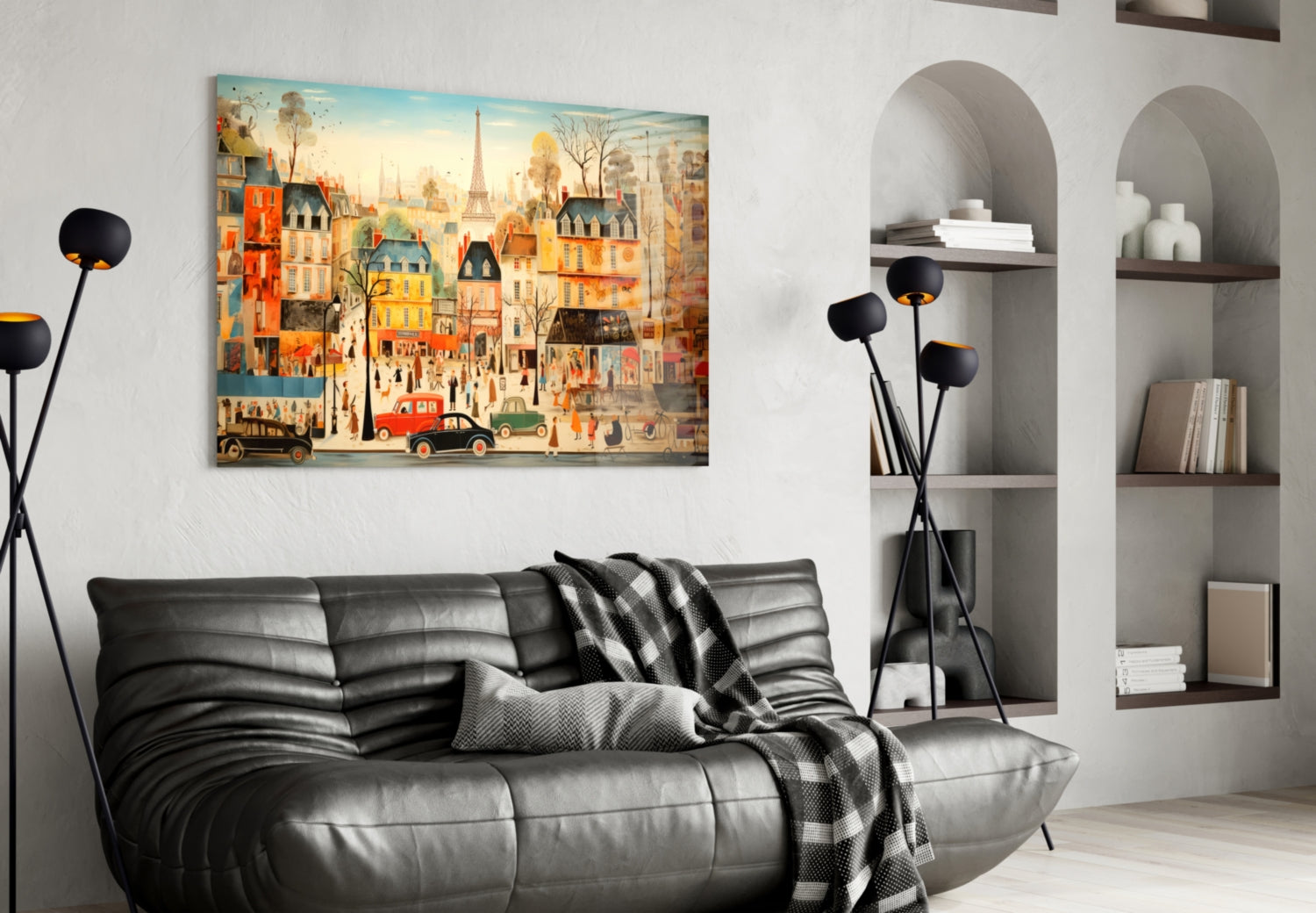 Paris' City Life Glass Wall Art|| Designer's Collection.