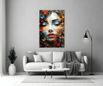 Pleasure glass wall art styled above a console in a living room