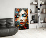 Pleasure glass print enhancing a foyer with statement firepower