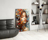 Pleasure glass print enhancing a foyer with statement firepower
