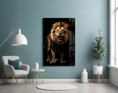 Lion in the Dark panel adding editorial drama to a hallway