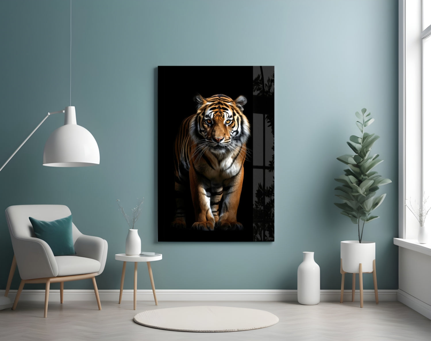 Tiger in the Dog Glass Wall Art|| Designer's Collection.