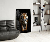Tiger in the Dog glass print enhancing a den with statement firepower