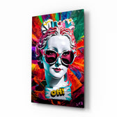 Pop-graffiti panel bringing pop glow to a designer studio