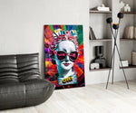Oh glass print enhancing a foyer with statement firepower