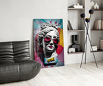 Oh glass print enhancing a foyer with statement firepower