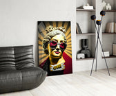 Oh glass print enhancing a foyer with statement firepower