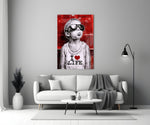 I Love Life glass wall art styled above a console in a media room